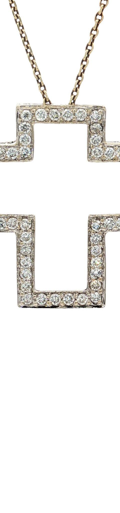 Vintage 18K White Gold Cross Pendant with Diamond